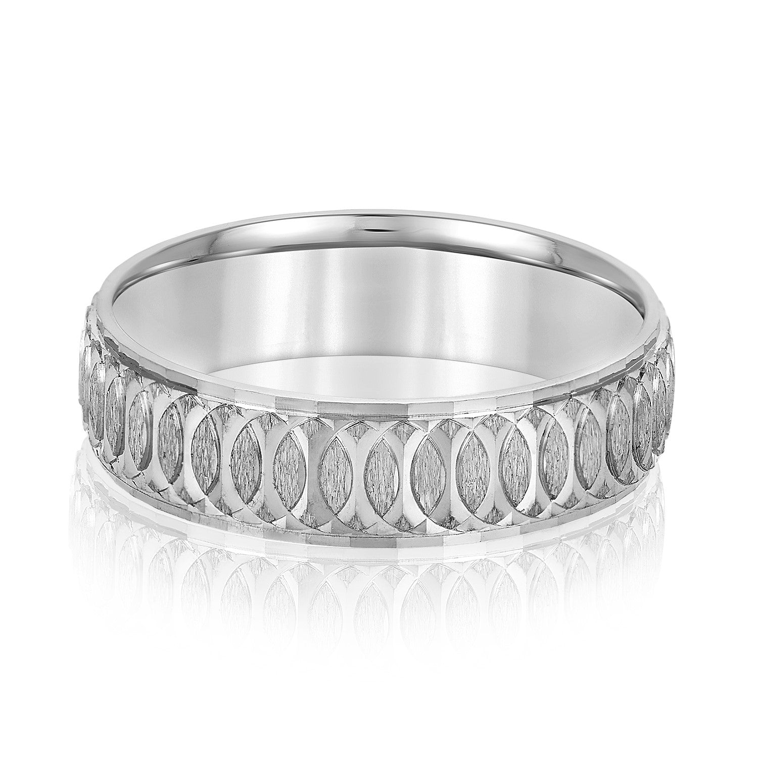 Men's Overlapping Circular Pattern Wedding Band-VIRABYANI